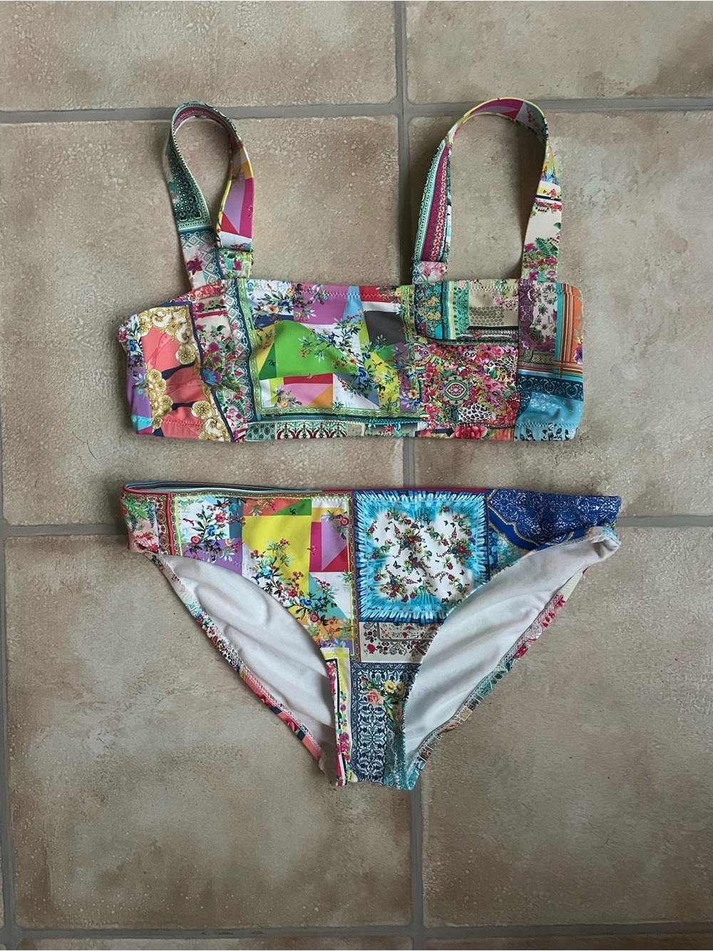 Johnny Was Fae Bandeau Top & Iva Hipster Bikini Bottoms Size M